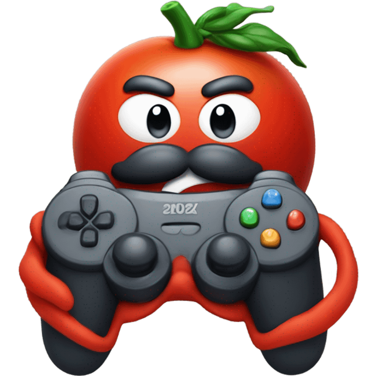 Tomato with mustache playing video game emoji