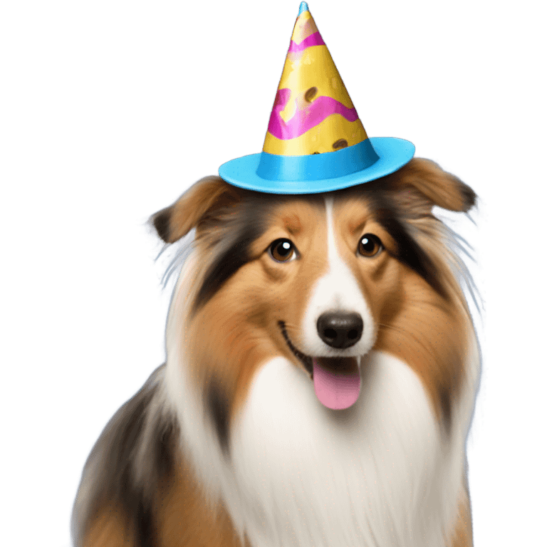 Shetland sheepdog wearing a party hat  emoji