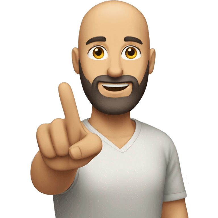 Bald beard guy raising hand emoji