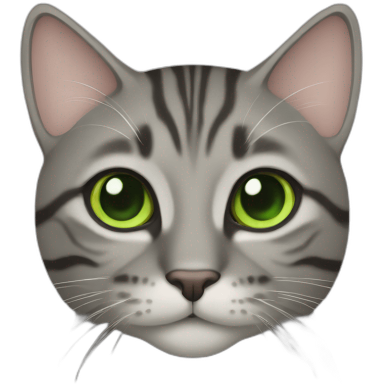 tabby cat grey with green eyes emoji