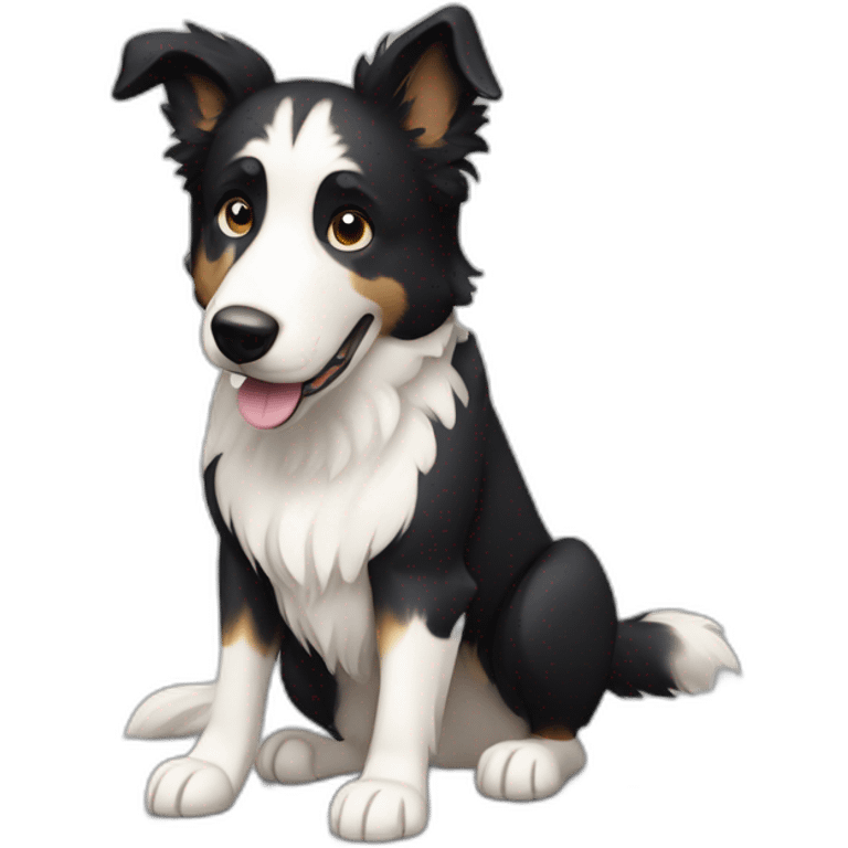 dog, short-hair, black-hair, white-chest, white-stripe-down-face, border-collie, mcnab emoji