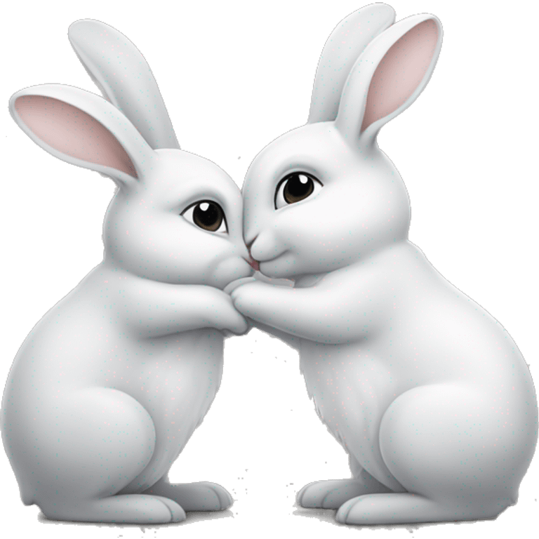 White and grey rabbits kissing  emoji