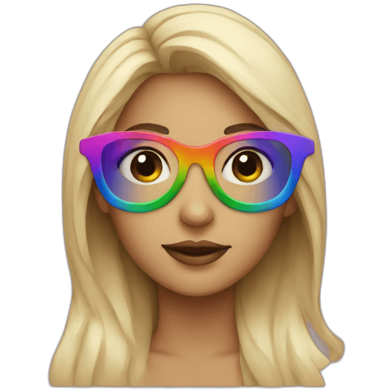 women with rainbow glasses emoji