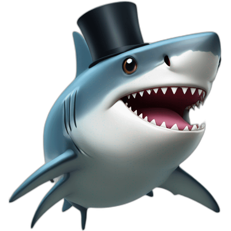 Shark with a top hat emoji