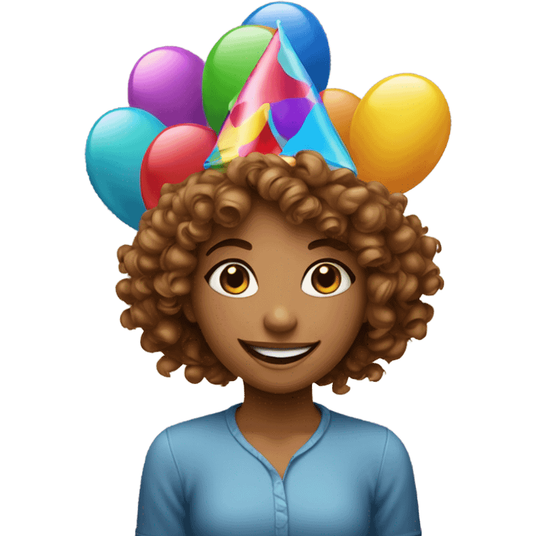 Happy birthday girl curly hair emoji