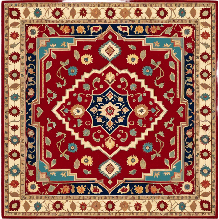 Cinematic Realistic depiction of a richly patterned Turkish carpet, rendered with exquisite details and vibrant colors, set against a soft, warmly lit background that emphasizes its artisanal craftsmanship emoji