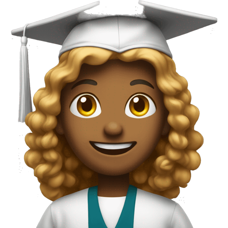 a student greets in an academic hat emoji