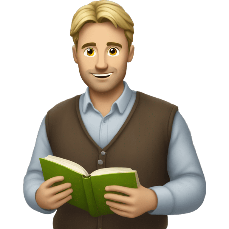 Caucasian man reading book emoji