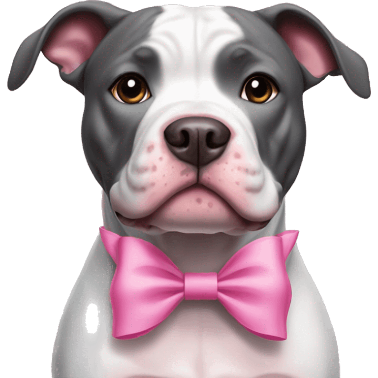 black and white pitbull with a pink bow emoji