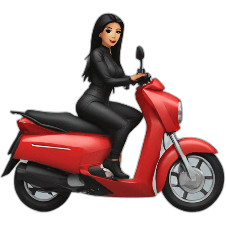 minimalist red electric moped with kim kardashian emoji