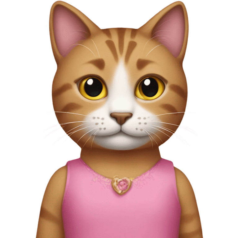 Cat with dres pink emoji