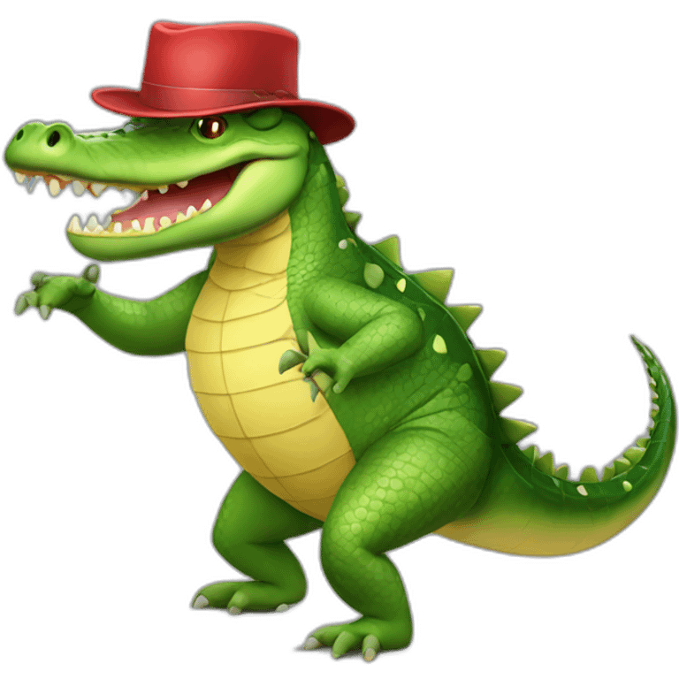 crocodile dancing with hat emoji