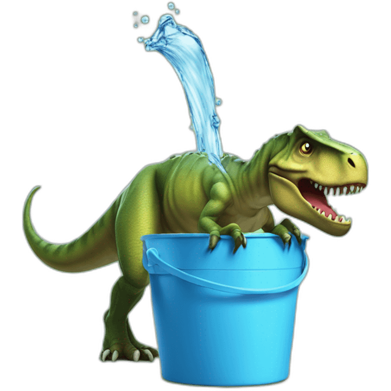 tyrannosaurus rex drinking from a bucket of water emoji