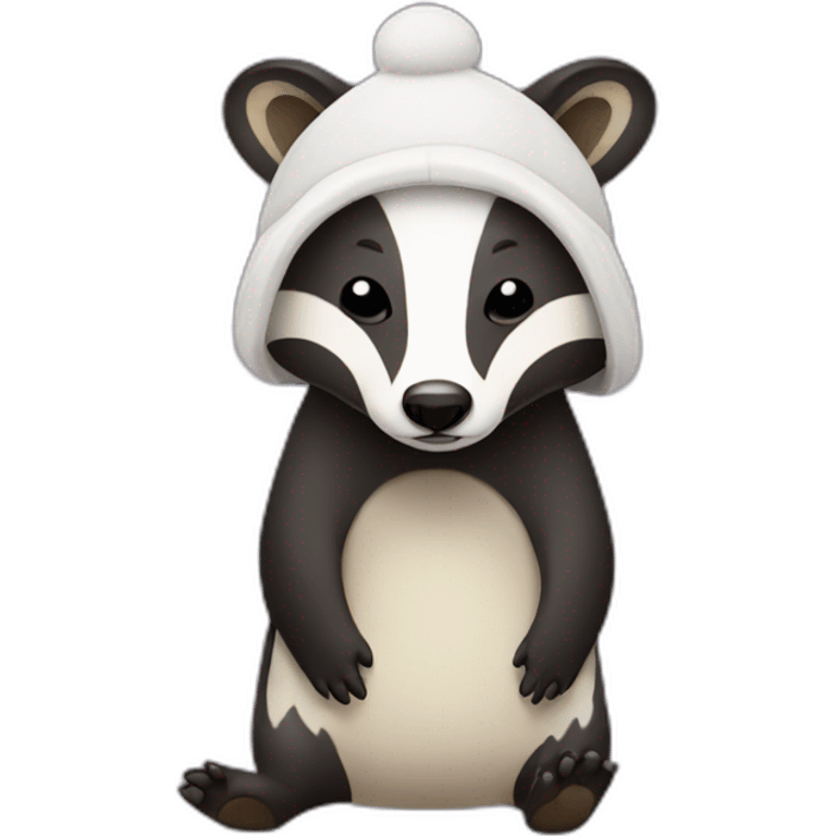 A cute badger with a sleep hat emoji