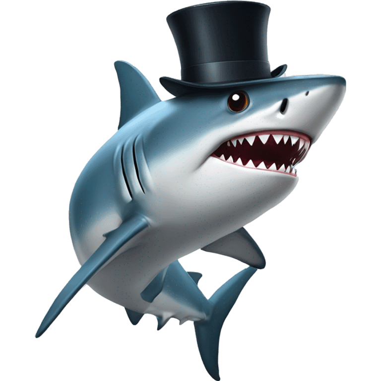 Shark with a top hat emoji