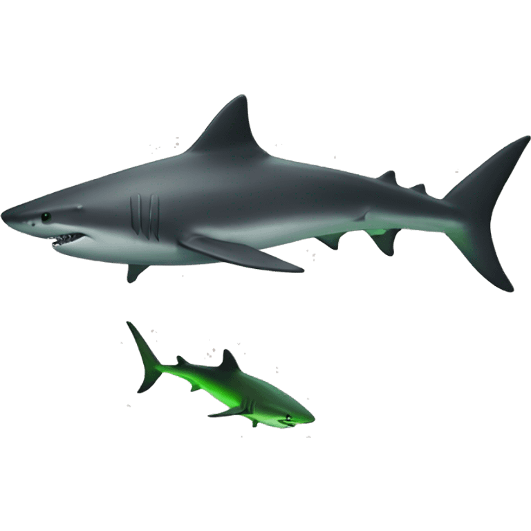 black shark with legs and green eyes emoji