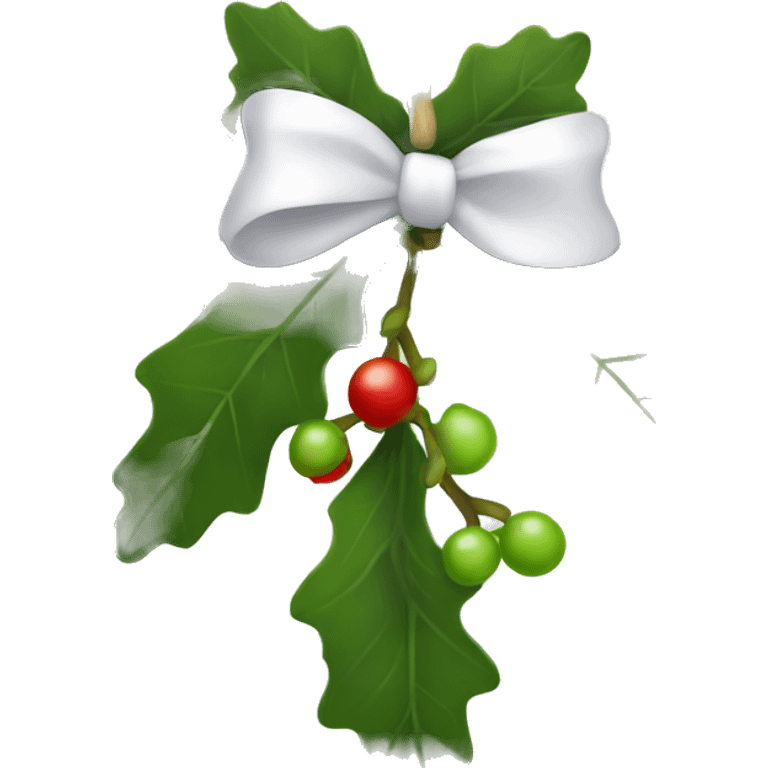 Hanging mistletoe with white bow emoji