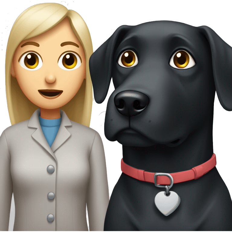 Black dog with grey face being very concerned about her human mom emoji