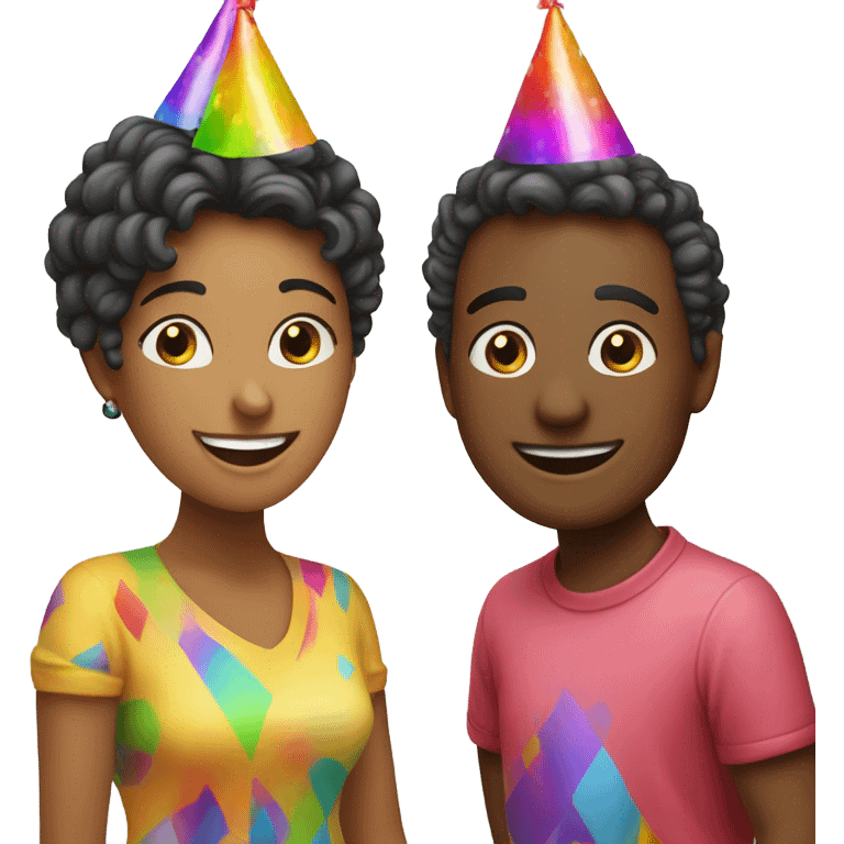 Couple in party hats  emoji