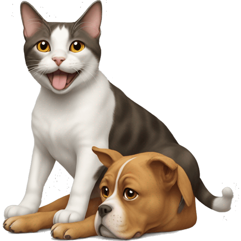 Cat riding a dog emoji