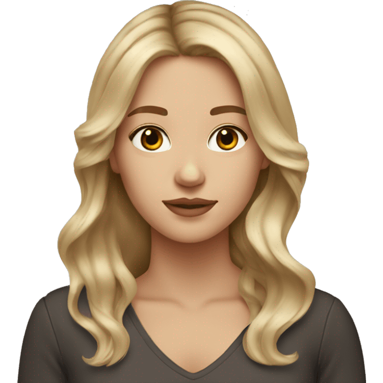 White girl with blonde brown balayage hair emoji