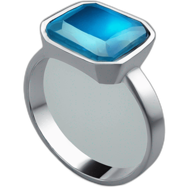 Minimalistic Silver ring with flat squared nontransparent blue stone emoji