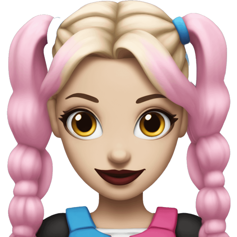 Harley Quinn with blue and pink pigtails  emoji