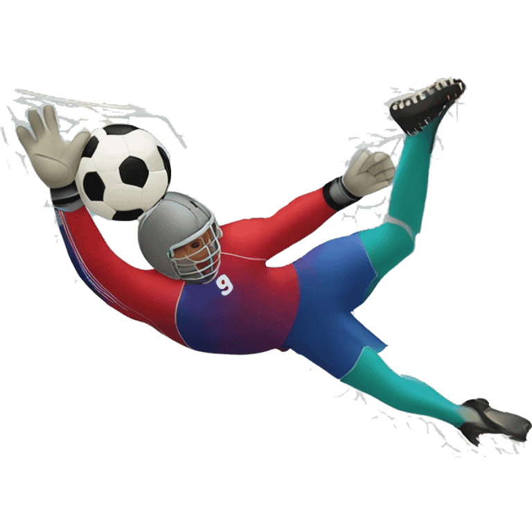 Football goalkeeper diving to save a shot emoji