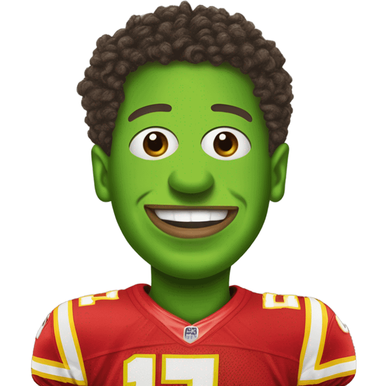 Patrick Mahomes as Kermit the frog emoji