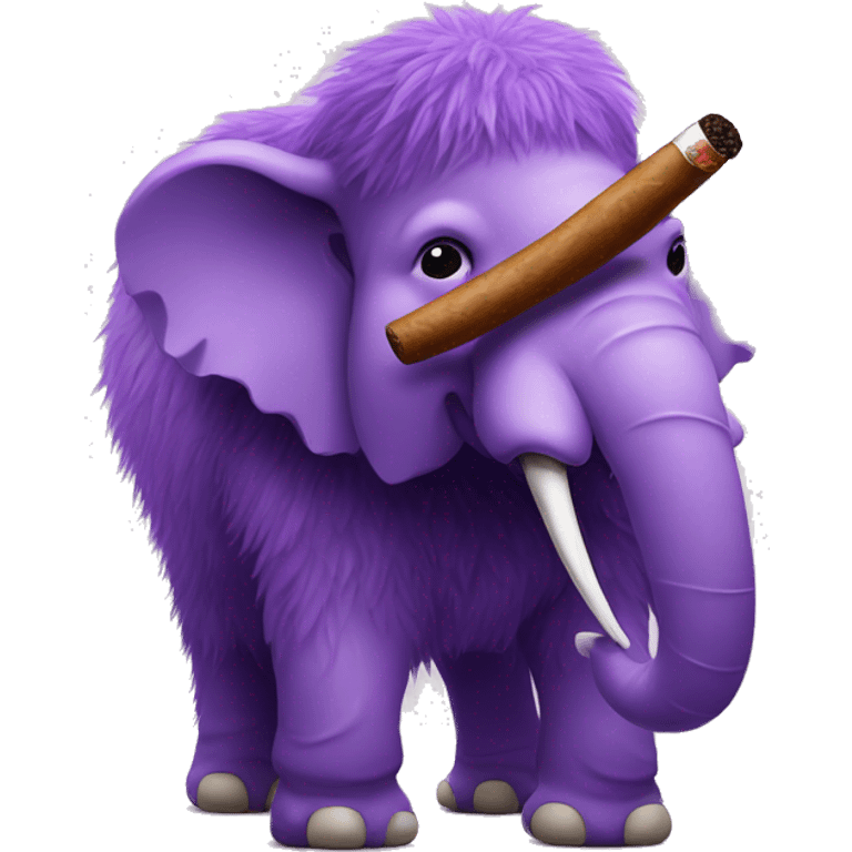 a purple fluffy mammoth smoking a cigar emoji