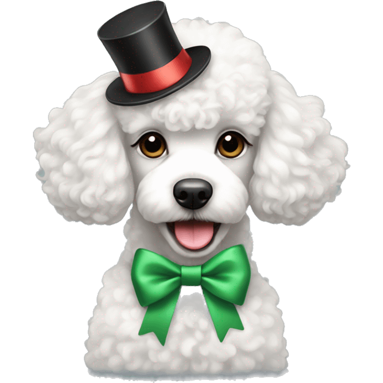 cute white poodle with a New Year's bow emoji