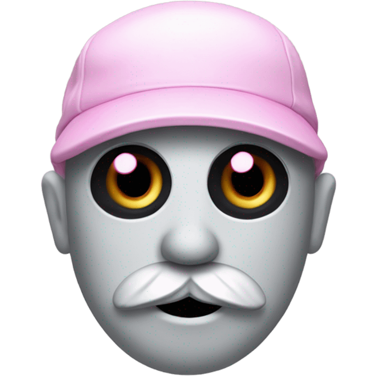 Mr. Salt is an off-white color with a silver-colored cap. There are three black-colored holes on the top of his cap. He has a pink mouth and black eyes. emoji