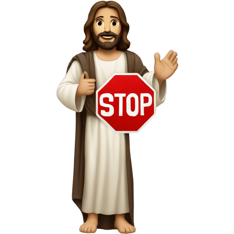 jesus holding stop sign emoji