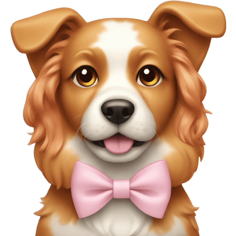 ginger dog with light pink bow  emoji