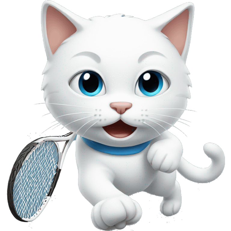 White cat playing tennis emoji