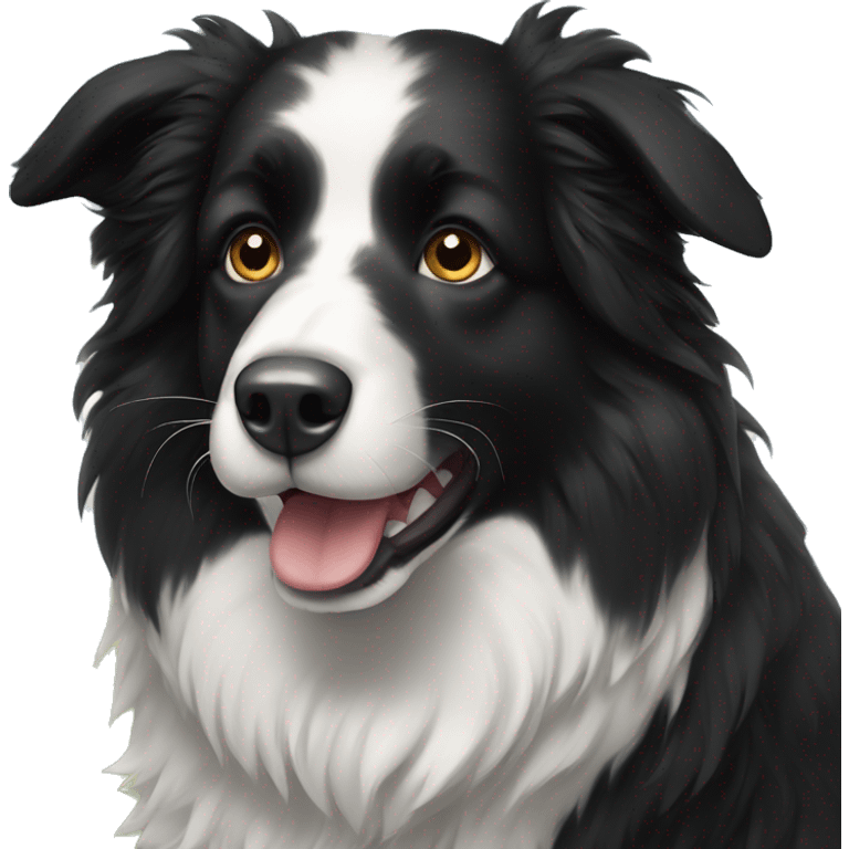 Black fluffy border collie  emoji