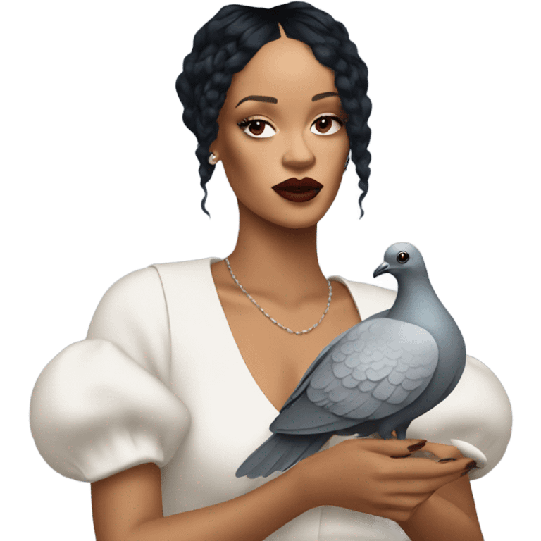 Rihanna with a pigeon  emoji