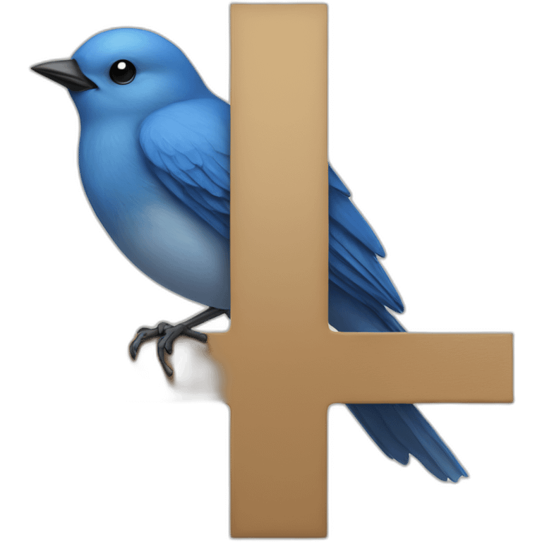 blue bird sitting on letter x (proportional)calm-(realistic) emoji