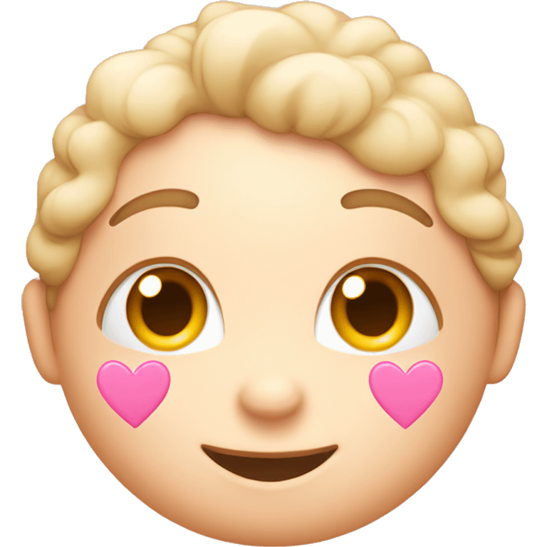 Cute emoji face with light pink hearts around it  emoji