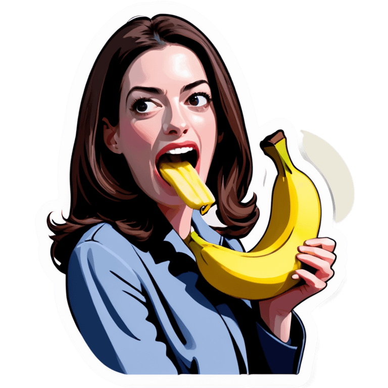 anne hathaway with a banana in her mouth emoji