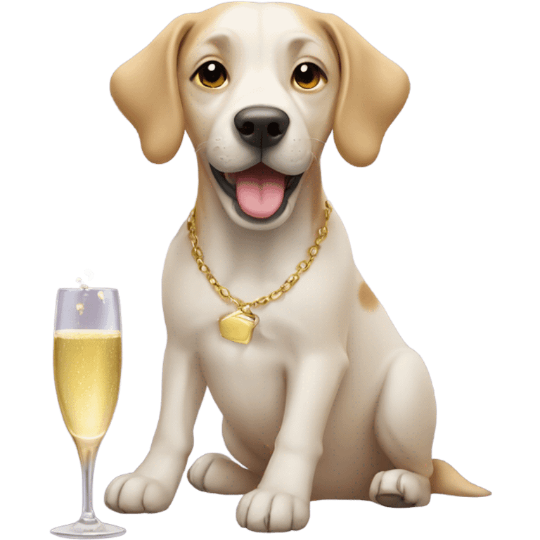 Dog with champagne  emoji