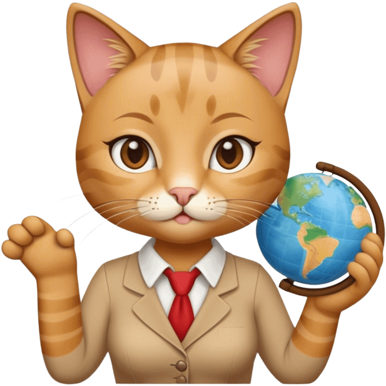 Teacher cat female that teachers geograhy emoji