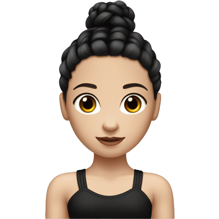 White skin black french braided hair girl with a black leotard emoji