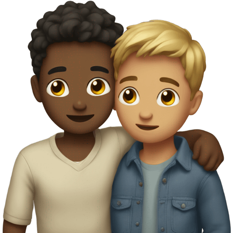 Two boys cuddling  emoji