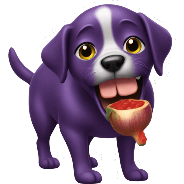 Dog licking a eggplant  emoji