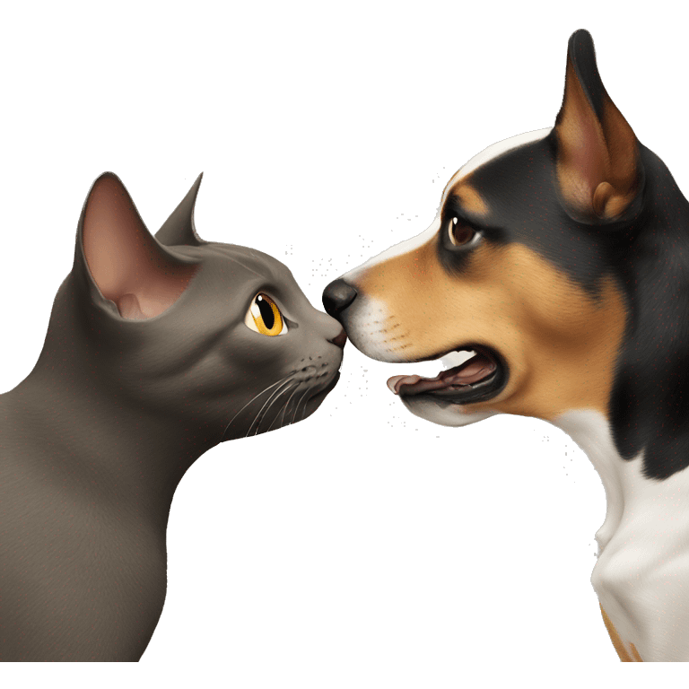 Cat and dog sniffing each others butt emoji