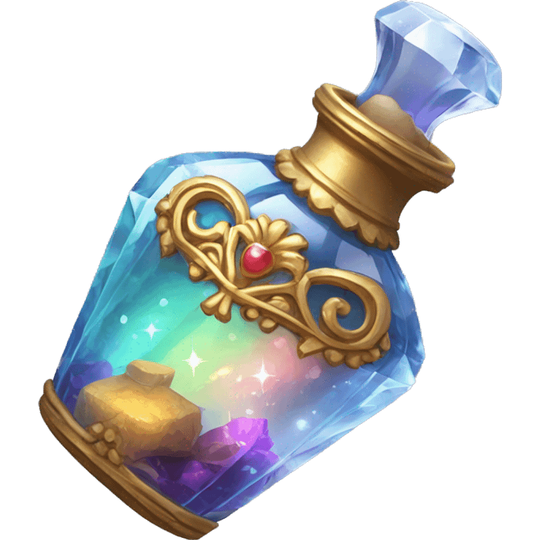 An ornate beautiful crystal vial containing a magical potion emoji