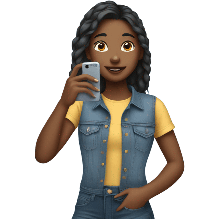 girl taking selfie in denim emoji