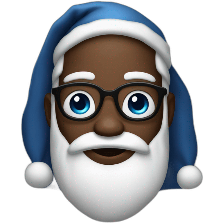 black santa with and blu eyes emoji