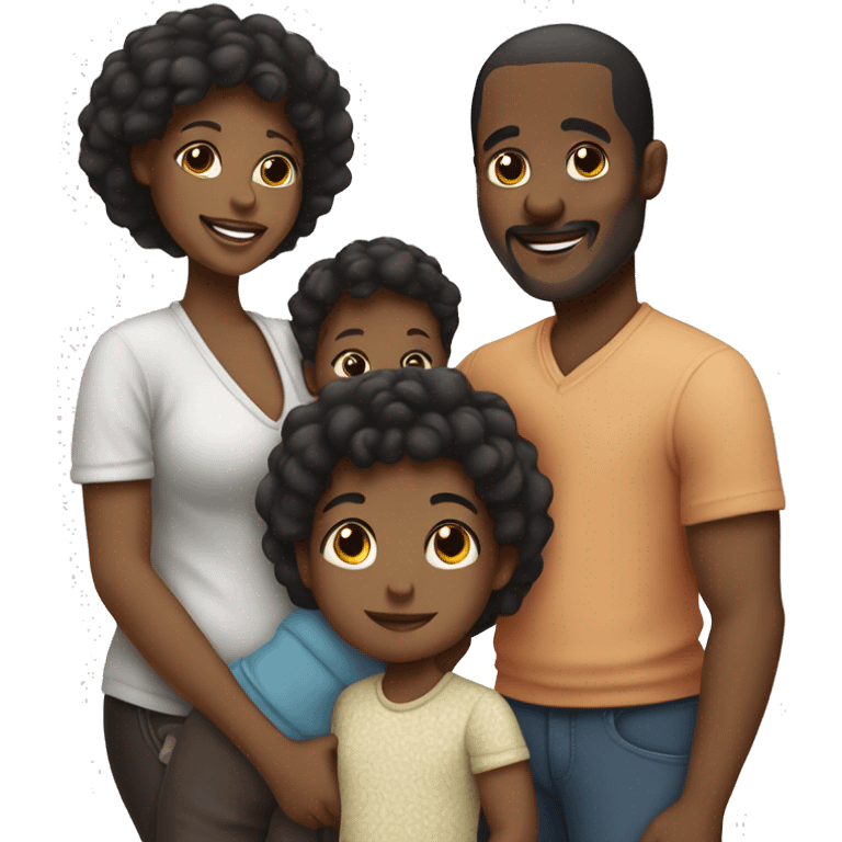 black family of 5 with 2 little sons, one baby girl and a mum and dad emoji